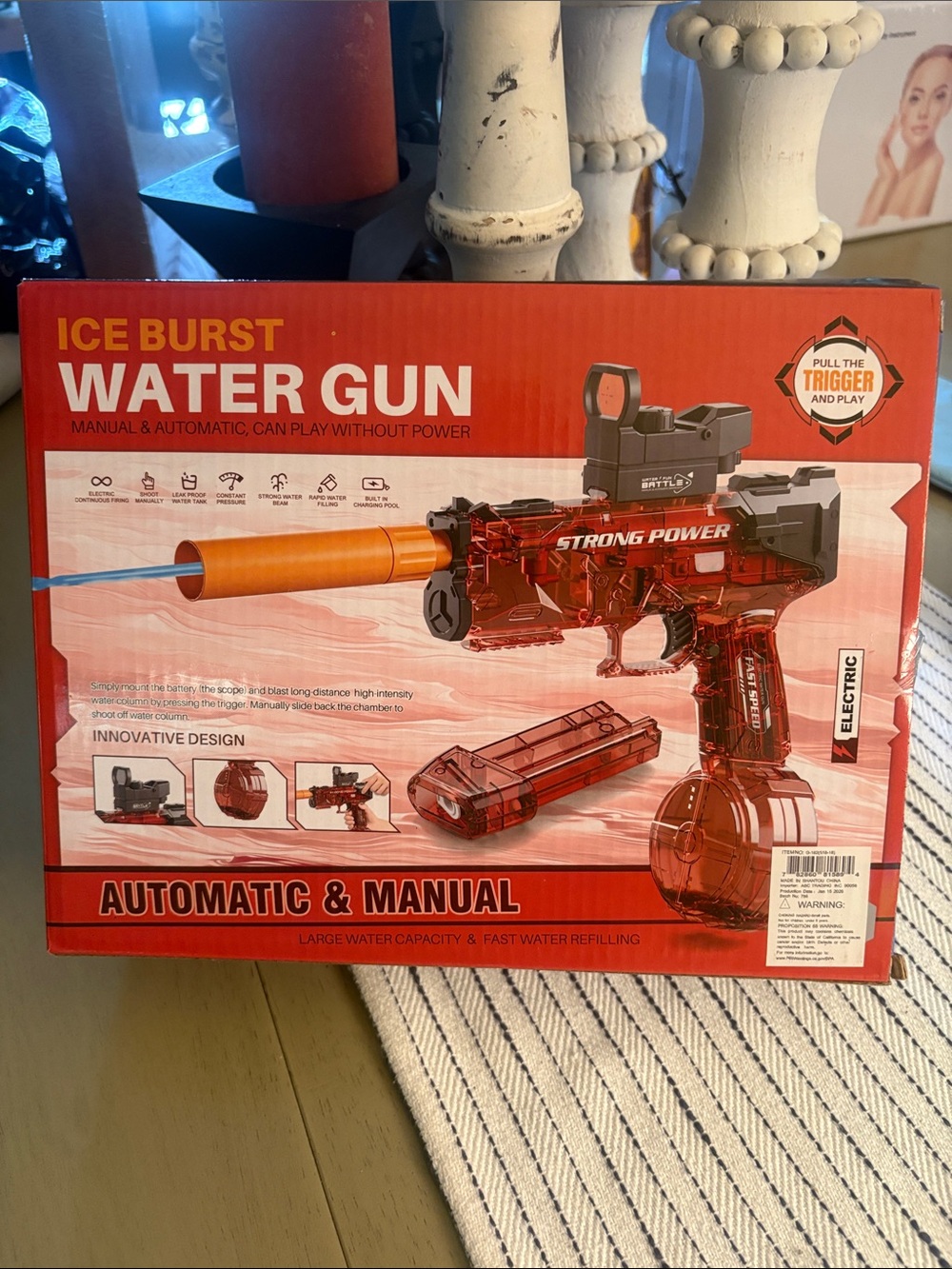 Ice Burst Water Gun - Red Water Blaster (Kids Toys)